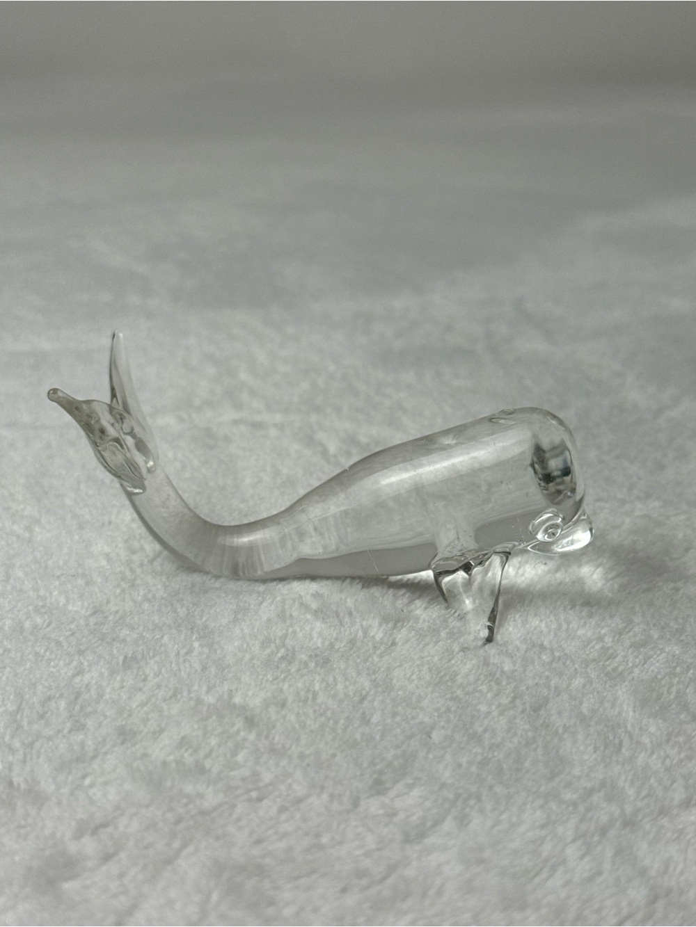 Vintage Clear Art Glass Whale PaperWeight Figurine